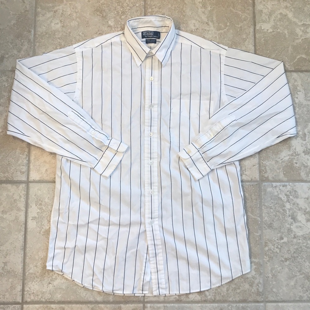 Polo Lowell Sport White/Blue Striped Button Down